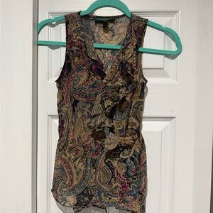 Ralph Lauren Brown and Tan wrap  Tie Front Blouse